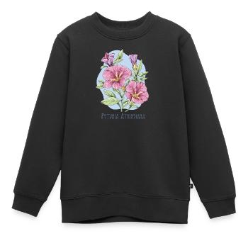 Gartenpetunie (gewöhnlich) botanische Zeichnung - Kinder Premium Organic Sweatshirt - Schwarz - Vorne - AI Model Kid Female (0cm)
