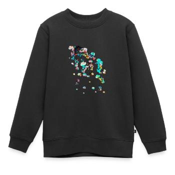 Fleurs,Abstrait,Floral,Peinture, Fleur,Vigne - Sweat Premium enfant bio - noir - Devant - AI Model Kid Female (0cm)