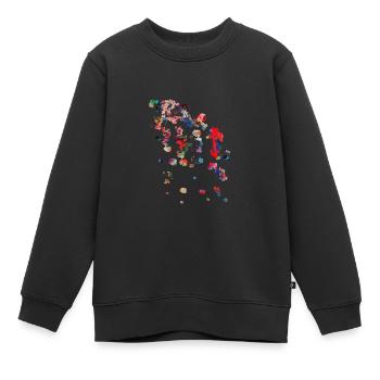 Fleurs,Abstrait,Floral,Peinture,Fleur,Vigne,Rouge - Sweat Premium enfant bio - noir - Devant - AI Model Kid Female (0cm)
