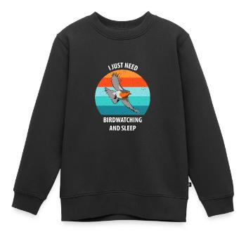 Observation des oiseaux Observation des oiseaux Observation des oiseaux - Sweat Premium enfant bio - noir - Devant - AI Model Kid Female (0cm)