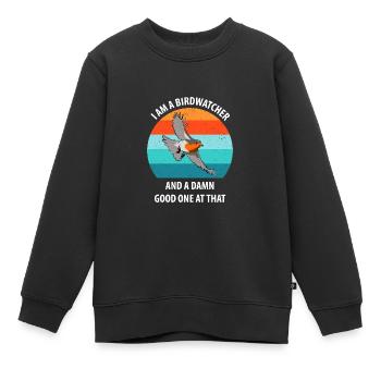 Observation des oiseaux Observation des oiseaux Observation des oiseaux - Sweat Premium enfant bio - noir - Devant - AI Model Kid Female (0cm)