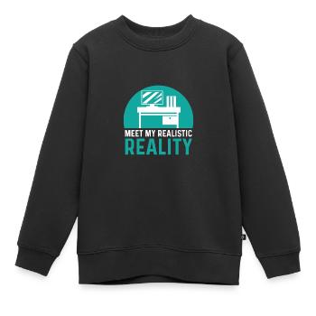 Realistische Realität Büroangestellter Geschenk - Kinder Premium Organic Sweatshirt - Schwarz - Vorne - AI Model Kid Female (0cm)