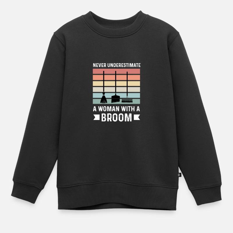 Femme avec un cadeau de gardien de balai - Sweat Premium enfant bio - noir