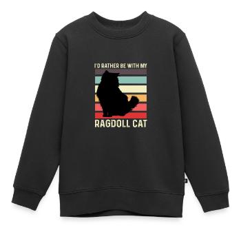 Mon cadeau Ragdoll Cat Lazy Person - Sweat Premium enfant bio - noir - Devant - AI Model Kid Female (0cm)