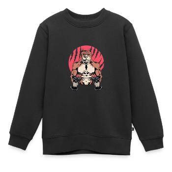 Fitnesshund Fitnesstrainer Gift - Kinder Premium Organic Sweatshirt - Schwarz - Vorne - AI Model Kid Female (0cm)