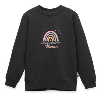 Lustiges Zitat Regenbogenarbeit und Lieferung Kran - Kinder Premium Organic Sweatshirt - Schwarz - Vorne - AI Model Kid Female (0cm)