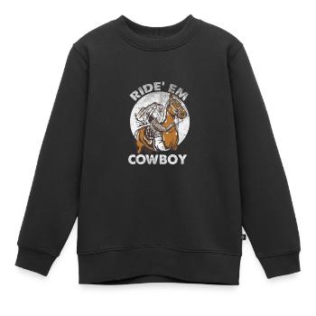 Ride-em Cowboy Retro Sunset Wild West Humour - Sweat Premium enfant bio - noir - Devant - AI Model Kid Female (0cm)