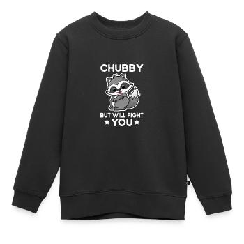 Mollig, aber ich werde dich bekämpfen, freches Was - Kinder Premium Organic Sweatshirt - Schwarz - Vorne - AI Model Kid Female (0cm)