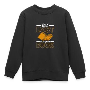 Sich in einem guten Buch verlaufen - Kinder Premium Organic Sweatshirt - Schwarz - Vorne - AI Model Kid Female (0cm)