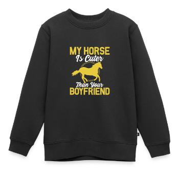 Mein Pferd ist niedlicher als dein Freund - Kinder Premium Organic Sweatshirt - Schwarz - Vorne - AI Model Kid Female (0cm)