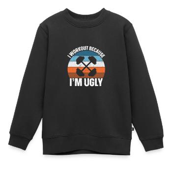 Ich trainiere, weil ich hässlich bin - Kinder Premium Organic Sweatshirt - Schwarz - Vorne - AI Model Kid Female (0cm)