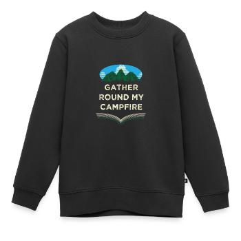 Rassemblez-vous autour de mes amis autour du feu de camp, le Buddy - Sweat Premium enfant bio - noir - Devant - AI Model Kid Female (0cm)