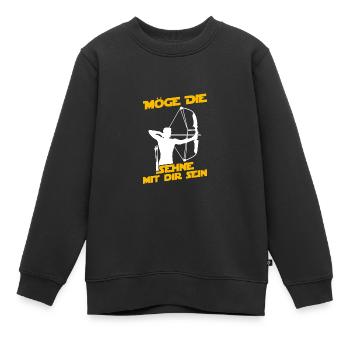 Möge die Sehne Bogen Bogenschießen Bogenschütze - Kinder Premium Organic Sweatshirt - Schwarz - Vorne - AI Model Kid Female (0cm)