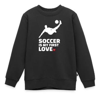 Ich Liebe Fußball Stylish Soccer Silhouette - Kinder Premium Organic Sweatshirt - Schwarz - Vorne - AI Model Kid Female (0cm)