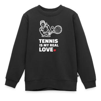 Ich Liebe Tennis - Kinder Premium Organic Sweatshirt - Schwarz - Vorne - AI Model Kid Female (0cm)
