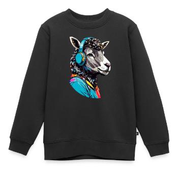 Musikalisches Schaf: Mit Kopfhörern in die - Kinder Premium Organic Sweatshirt - Schwarz - Vorne - AI Model Kid Female (0cm)