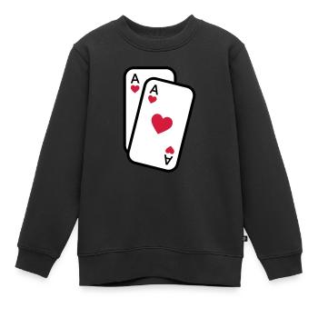 Cartes as de coeur cartes à jouer poker - Sweat Premium enfant bio - noir - Devant - AI Model Kid Female (0cm)