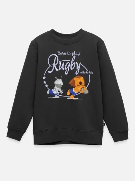 born to play rugby - Sweat Premium enfant bio - noir