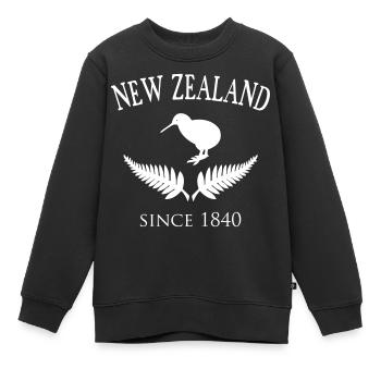 New Zealand - Kinder Premium Organic Sweatshirt - Schwarz - Vorne - AI Model Kid Female (0cm)