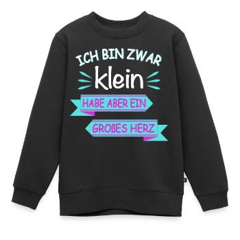 Ich bin zwar klein großes Herz Spruch - Kinder Premium Organic Sweatshirt - Schwarz - Vorne - AI Model Kid Female (0cm)