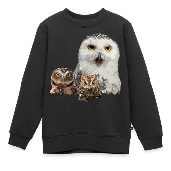owl, owl and owlet - Kids Premium Organic Sweatshirt - black - Front - AI Model Kid Female (0cm)