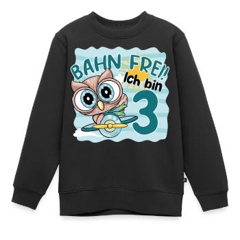 3.GEBURTSTAG KINDER EULE KINDERGEBURTSTAG - Kinder Premium Organic Sweatshirt - Schwarz - Vorne - AI Model Kid Female (0cm)