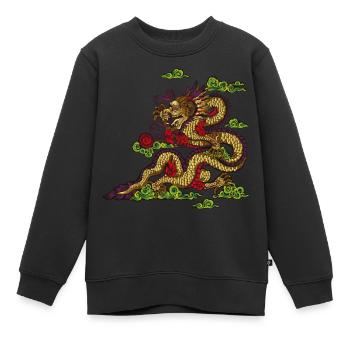 Dragon chinois - Sweat Premium enfant bio - noir - Devant - AI Model Kid Female (0cm)