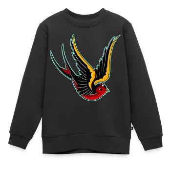 Oldschool Schwalbe, Teufelchen - Kinder Premium Organic Sweatshirt - Schwarz - Vorne - AI Model Kid Female (0cm)