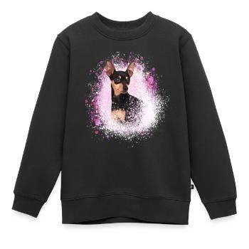 pinscher ,pinscher, rose,chien ,peinture - Sweat Premium enfant bio - noir - Devant - AI Model Kid Female (0cm)
