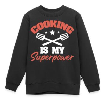 cooking superpower cook - Kids Premium Organic Sweatshirt - black - Front - AI Model Kid Female (0cm)