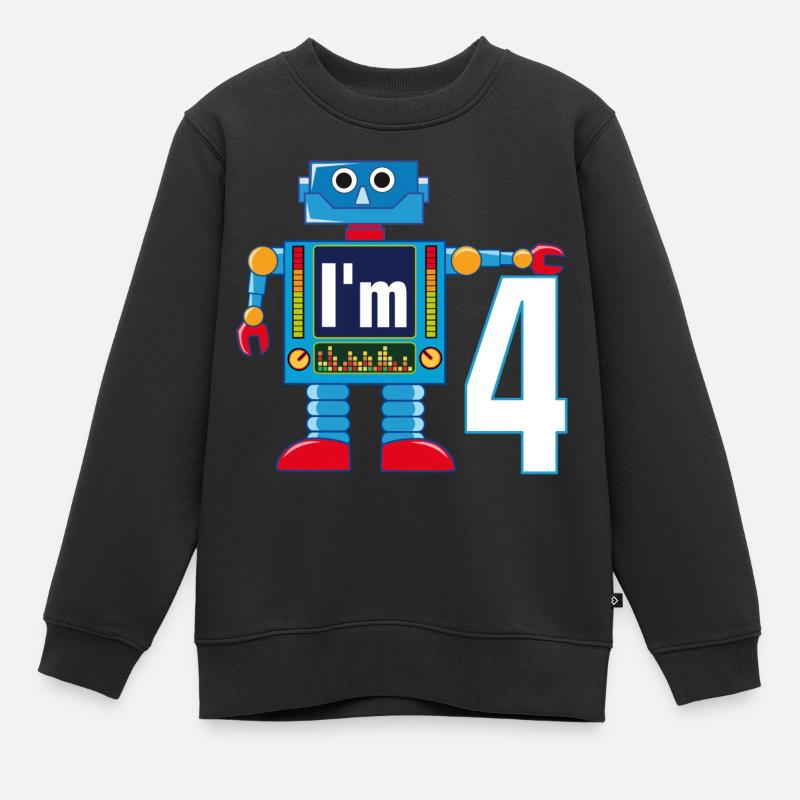 Robot 4 ans - Sweat Premium enfant bio - noir