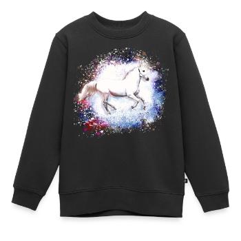 Schimmel, Pferd,weisses Pferd, Graffiti, Malerei - Kinder Premium Organic Sweatshirt - Schwarz - Vorne - AI Model Kid Female (0cm)