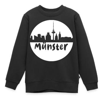 Münster, kreis, skyline,scherenschnitt, weiss - Kinder Premium Organic Sweatshirt - Schwarz - Vorne - AI Model Kid Female (0cm)