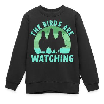 Birds Are Watching - Kinder Premium Organic Sweatshirt - Schwarz - Vorne - AI Model Kid Female (0cm)