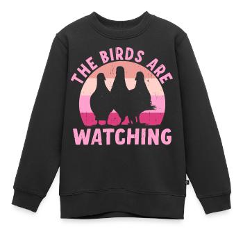 Birds Are Watching - Kinder Premium Organic Sweatshirt - Schwarz - Vorne - AI Model Kid Female (0cm)