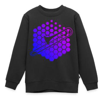 Brass Band Trombone Tromboniste Hommes Femmes - Sweat Premium enfant bio - noir - Devant - AI Model Kid Female (0cm)