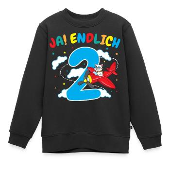 2. Geburtstag Katze Flugzeug Flieger Geschenk - Kinder Premium Organic Sweatshirt - Schwarz - Vorne - AI Model Kid Female (0cm)