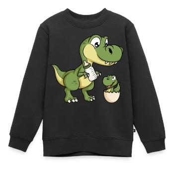 Dinosaurier Milch Baby Dino Dinos Geschwister - Kinder Premium Organic Sweatshirt - Schwarz - Vorne - AI Model Kid Female (0cm)