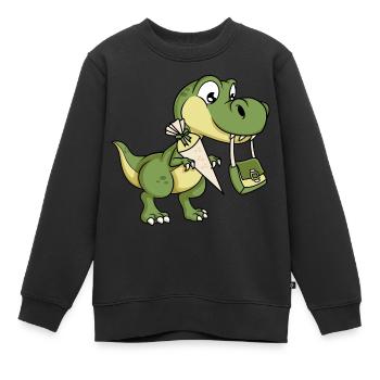 Dino Schultüte Schultasche Dinosaurier Einschulung - Kinder Premium Organic Sweatshirt - Schwarz - Vorne - AI Model Kid Female (0cm)