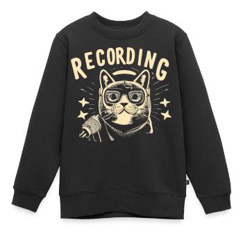 Podcast Host Podcaster Katze Audiobeitrag Geschenk - Kinder Premium Organic Sweatshirt - Schwarz - Vorne - AI Model Kid Female (0cm)
