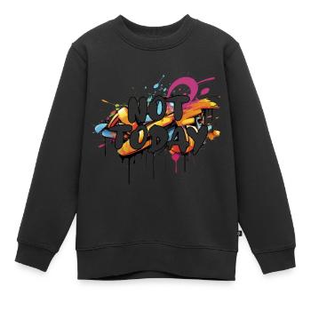 pas aujourd’hui graffiti aérographe je déteste lundi - Sweat Premium enfant bio - noir - Devant - AI Model Kid Female (0cm)