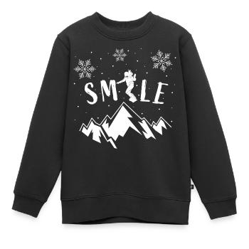 Smile Snowboard Montagnes Vacances d’hiver Vacances de ski Piste - Sweat Premium enfant bio - noir - Devant - AI Model Kid Female (0cm)