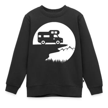 Vanlife Adventure : un design de camping-car élégant - Sweat Premium enfant bio - noir - Devant - AI Model Kid Female (0cm)