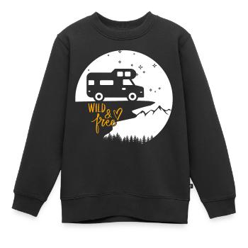 Vanlife et design de style de vie en camping-car - Sweat Premium enfant bio - noir - Devant - AI Model Kid Female (0cm)