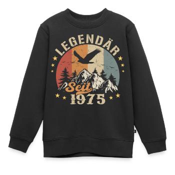 Légendaire depuis 1975 Vintage Vintage Anniversaire - Sweat Premium enfant bio - noir - Devant - AI Model Kid Female (0cm)