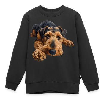 Airedale Terrier - Sweat Premium enfant bio - noir - Devant - AI Model Kid Female (0cm)