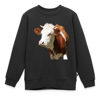 lustige Kuh Kuhkopf - Kinder Premium Organic Sweatshirt - Schwarz - Vorne - AI Model Kid Female (0cm)