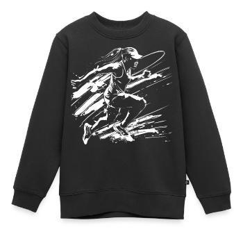 Läuferin Streetart - Kinder Premium Organic Sweatshirt - Schwarz - Vorne - AI Model Kid Female (0cm)