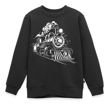 Locomotive à vapeur - Sweat Premium enfant bio - noir - Devant - AI Model Kid Female (0cm)
