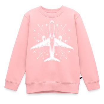 avion - Sweat Premium enfant bio - rose - Devant - AI Model Kid Female (0cm)